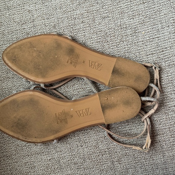 Zara Tan Sandals with Rhinestone Embellishments - Picture 4 of 4